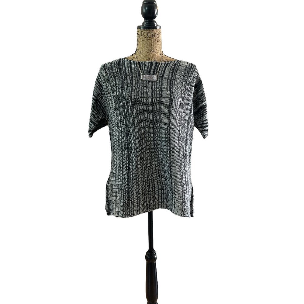 Sweater Handmade Organic Cotton and linen in Noir Size Large
